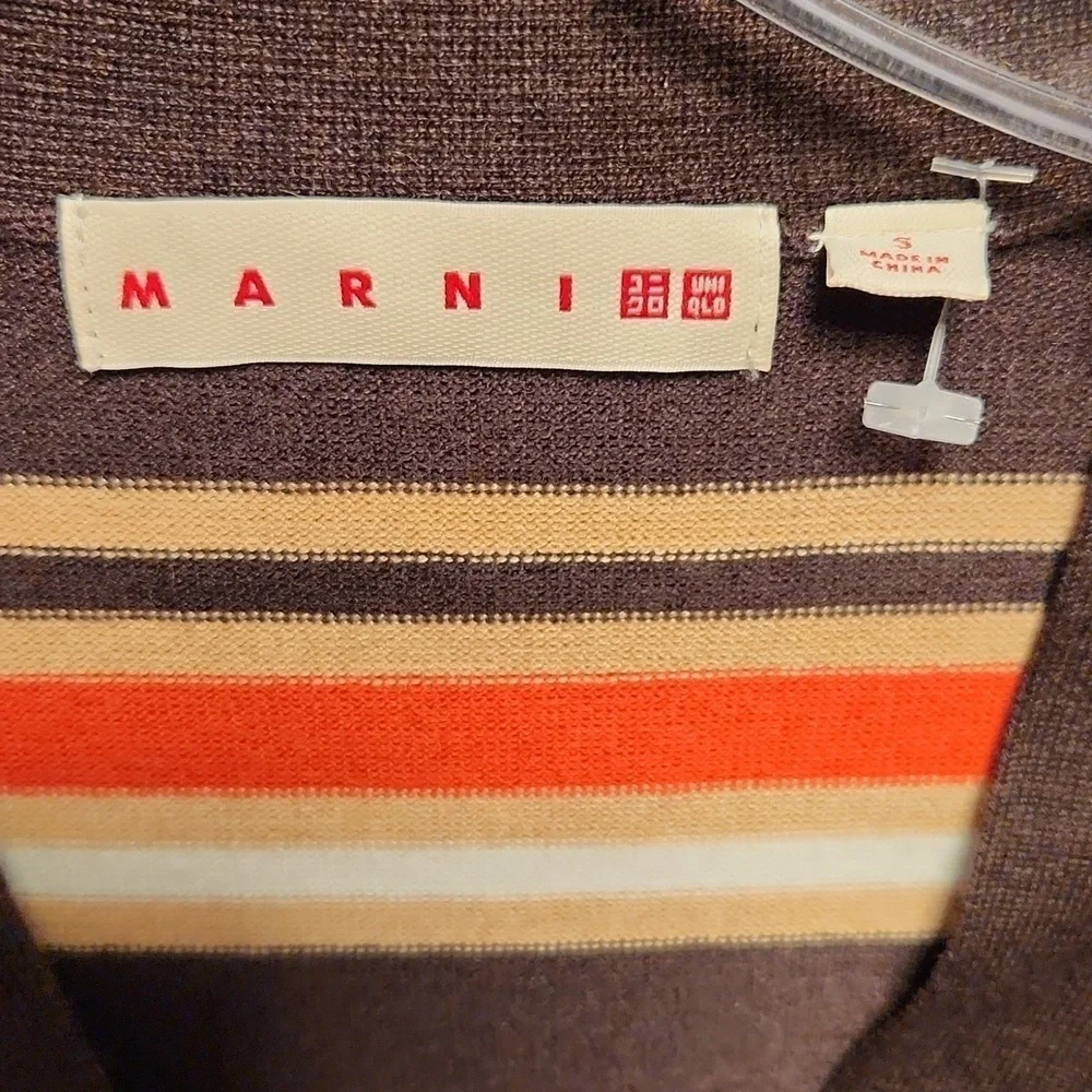 NWOT Marni x Uniqlo Merino Blend  Striped V-neck cardigan sz S oversized